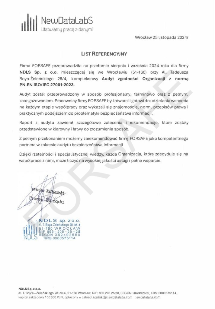 <p>Audyt zgodności Organizacji z normą PN-EN ISO/IEC 27001:2023</p>
